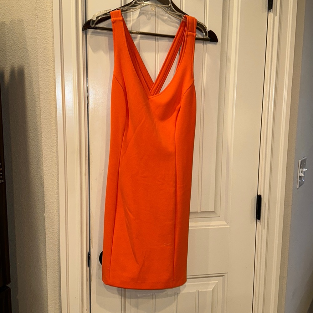 Hugo Buscati coral dress fully lined size Lg